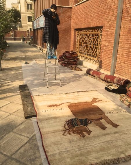 A carpet laid out on a city street